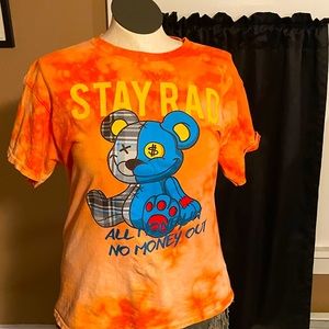 Stay rad tie dye tshirt orange citrus customized